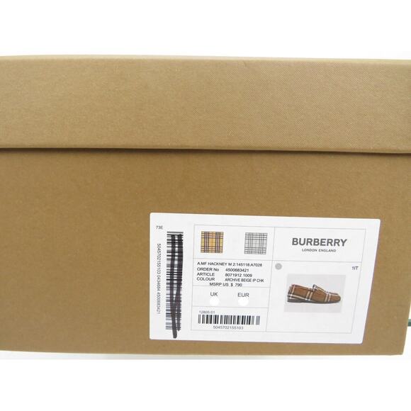 NIB $790 BURBERRY HACKNEY BEIGE CHECK WOOL PENNY LOAFERS 13 US 46 ITALY - Picture 14 of 14